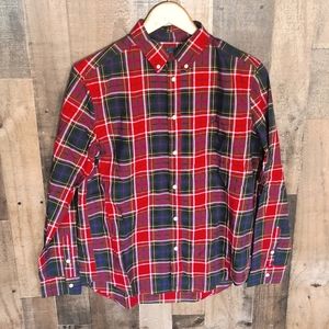 Ralph Lauren Natural Stretch Red Plaid Holiday Long Sleeve Button Down Shirt XL